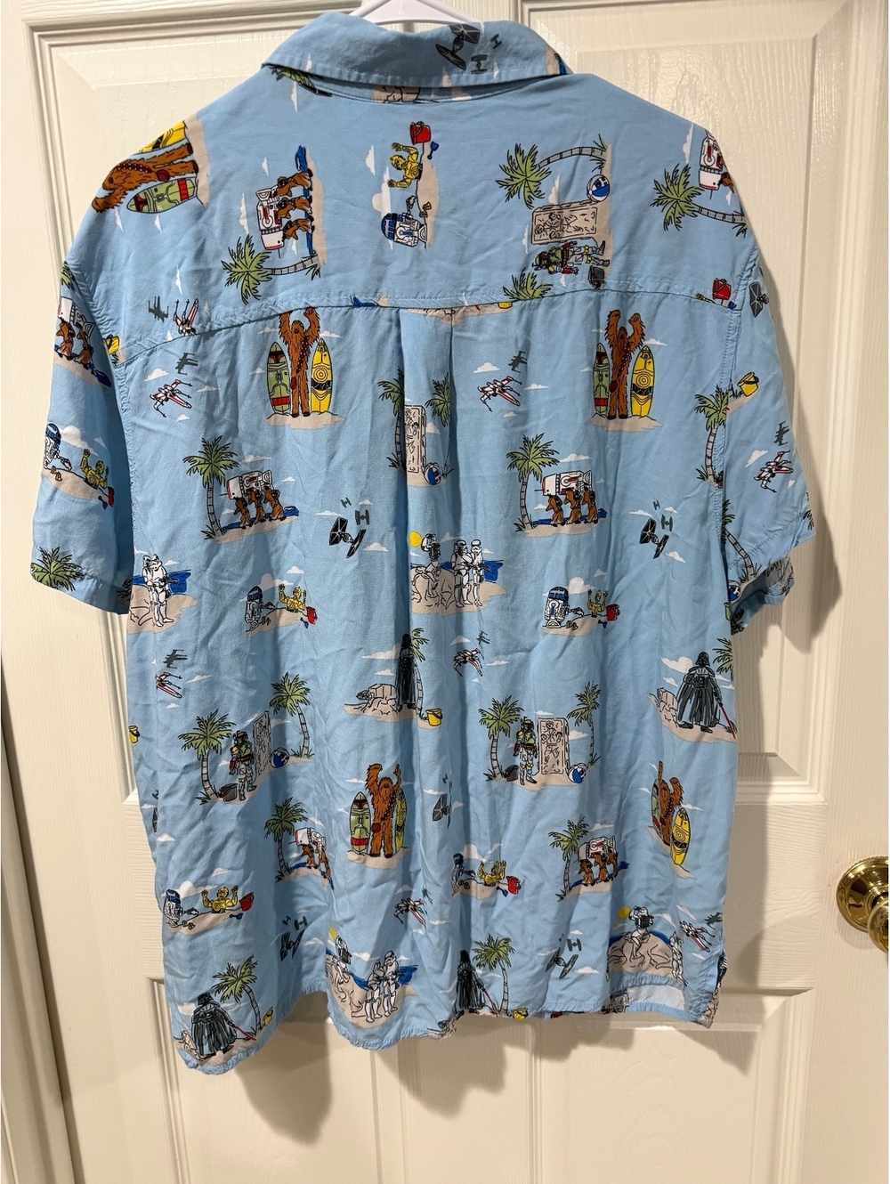 Star Wars Lucasfilm 2XL Hawaiian Button Up Shirt Blue Vacation - Picture 7 of 11